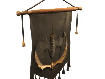 Gothic Bat Wall Banner Low-poly 3D model