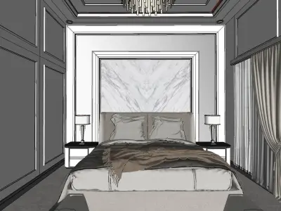 Luxury Modern Bedroom Design with walking Closet full furniture  3D model