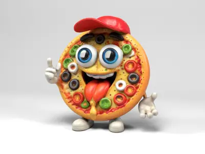 Pizza character Low-poly 3D model