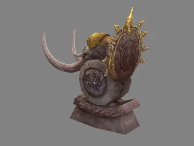 Stone elephant sculpture Low-poly 3D model