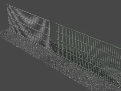 Metal Fence Low-poly 3D model