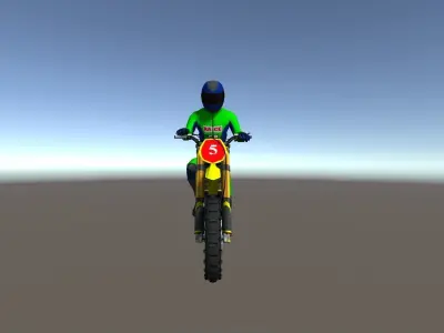 Low Poly Dirt Bike With Rider-3 Low-poly 3D model