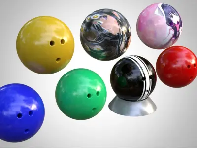 Bowling ball and bowling pin 3D model