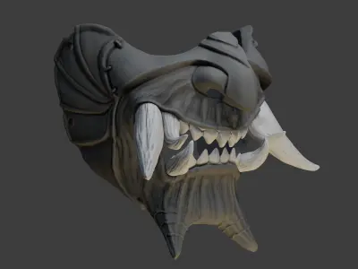 Wearable Oni Mask 11 Demon Half Draco Face 3D print model