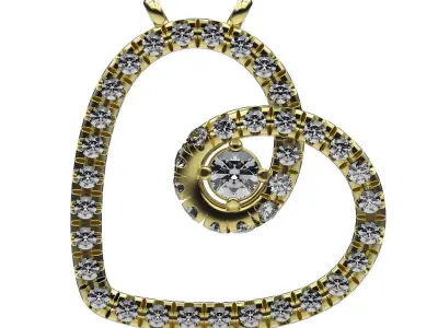 Pendant Heart In Gems 3D print model