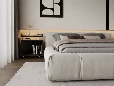Modern Minimal Soft Platform Bedroom 3D model