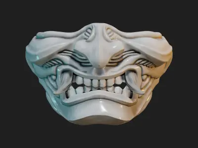 Hannya Samurai Oni Half Mask  3D print model
