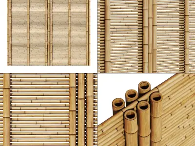 Bamboo branch wall panel 3D model
