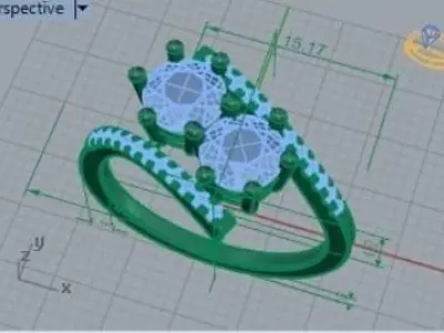 Embraced Two Diamond  Ring 253 3D print model