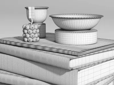 Decorative set 1 coffee table with books Low-poly 3D model
