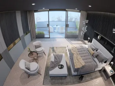Corona - C4D Scene files - Luxury Bedroom Apartment Interior 3D model