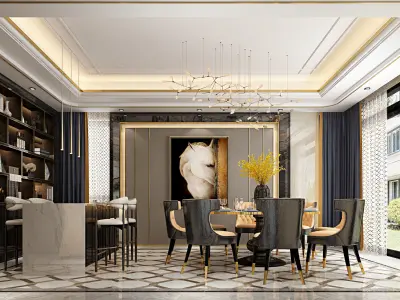 Luxury living room interior 3D model