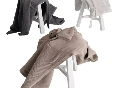 Bathrobe Hanging Set 03 3D model