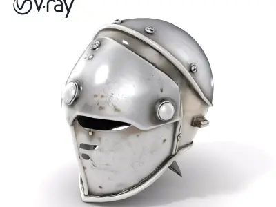 Medieval Armet Helmet Polished Engraved model pack Low-poly 3D model
