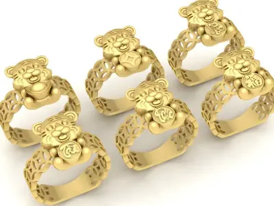 Luxury Lucky Bear Feng Shui Ring 3D Jewelry Model  3589 3D print model