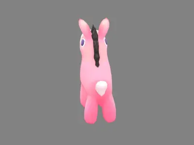 cartoon pink pony balloon - pink donkey Low-poly 3D model