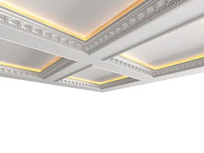 Modern coffered illuminated ceiling 3D model