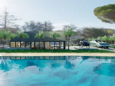 Mansion room with chairs and tables 3D model