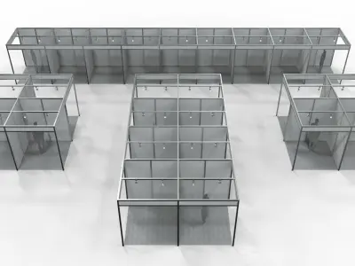 Fair Center with 2x2 Modular Exhibition Stands 3D model