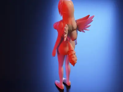 Anime girl with wings 3D print model
