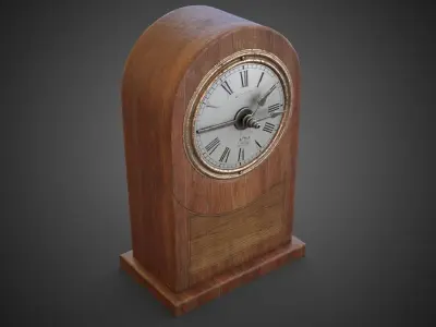 Wooden table clock Low-poly 3D model