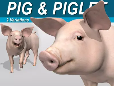 Pig and Piglet 3D model