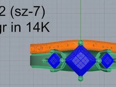 Princess Cut Ring 4012 3D print model