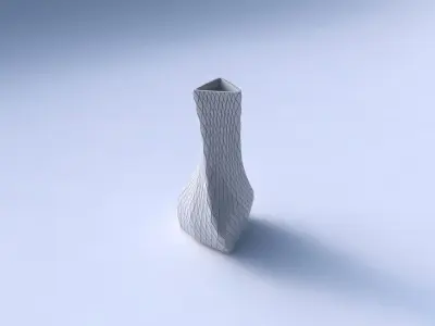 Vase twist puffy triangle with diagonal grid plates 3D print model