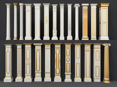 Classic columns carvings and gypsum cornice 6 Low-poly 3D model