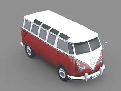VW Transporter 1950 Low-poly 3D model