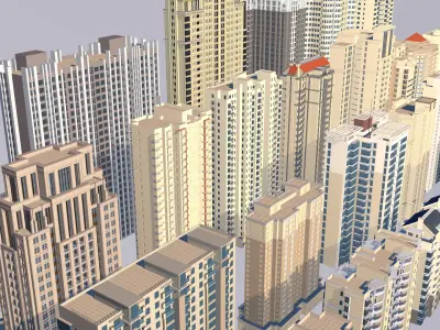 Modern urban high-rise buildings building ancillary buildings 3D model