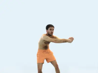 QAG07 4X Sports Beach Running Jogging Man Woman 005 Low-poly 3D model