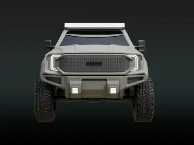 Current White 4X4 Truck Low-poly 3D model