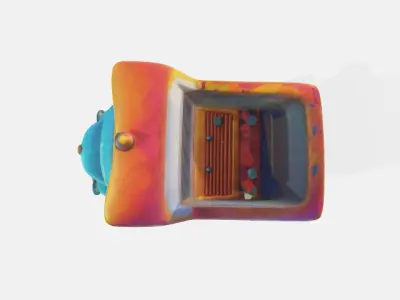 low-poly cartoon truck Low-poly 3D model