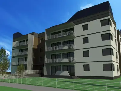 Residental building with underground garage 3D model