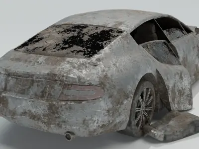 Damaged abandoned wrecked rusted Aston Martin car model 3D model