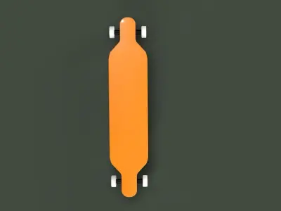 Skateboard orange longboard 3D model
