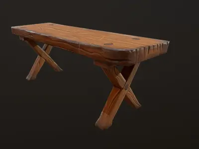 Wooden Bench Low-poly 3D model order