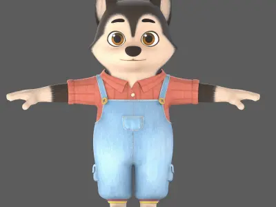 cartoon dog 3D model 6