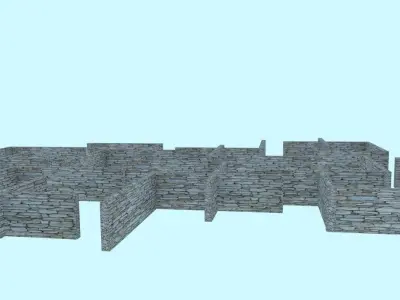 Stone Wall Low-poly 3D model