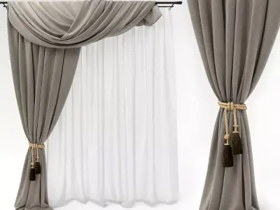 Curtains curtain with tassels 3D model