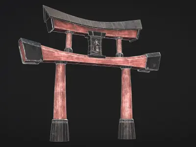 Torii Gate Low-poly 3D model