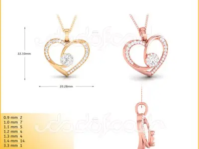 light weight yellow gold  diamond pendent -DOC-P8220 3D print model