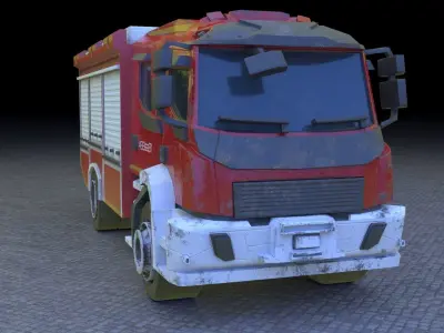 Modern fire truck Low Poly model Low-poly 3D model