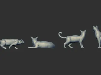 Cats Figurines statue sculpture 3D Print Model  3D print model