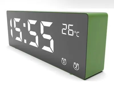 CLOCK GREEN WHITE Low-poly 3D model