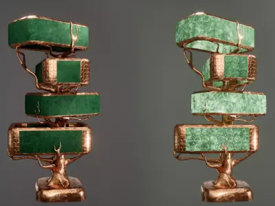 Modern Luxury Velvet Tree Lamp Low-poly 3D model