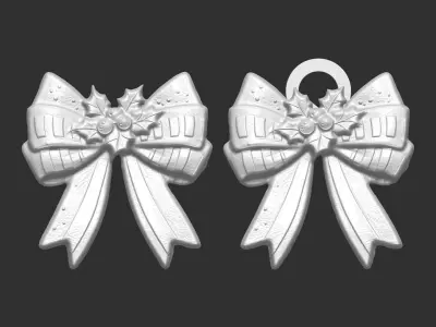christmas ribbon bow decor 11 3D print model