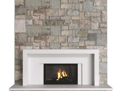 Modern Art Deco Fireplace stone  3D model