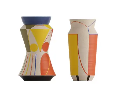 Set of 2 small ceramic vases 3D model